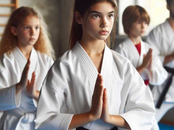 Kids Practicing Karate in a Dojo