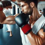 A student practicing a punch of Karate moves