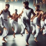 Capoeiristas performing Brazilian Martial Arts Dance during a roda