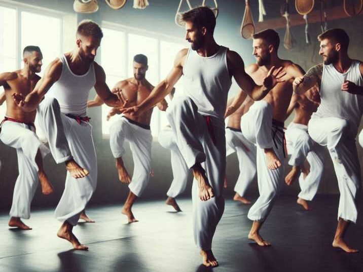 Capoeiristas performing Brazilian Martial Arts Dance during a roda