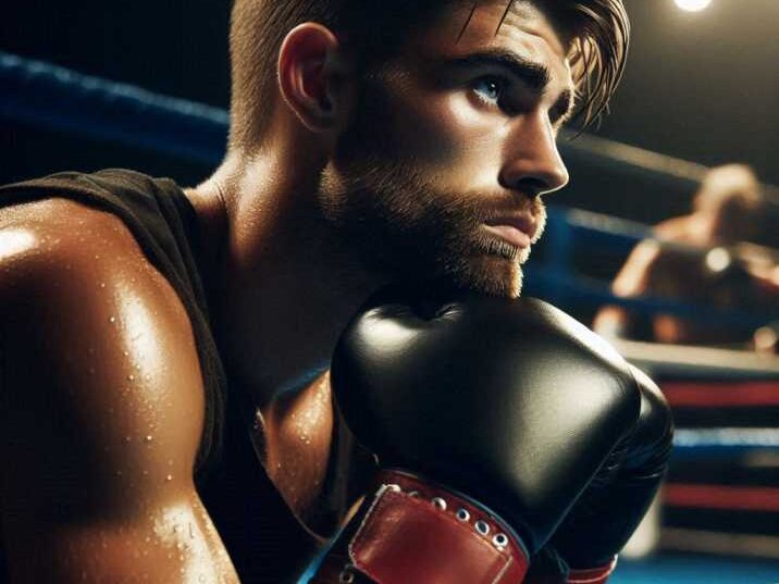 A Western boxer in the ring, focused during a match.