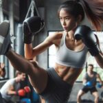 Young person practicing kickboxing techniques