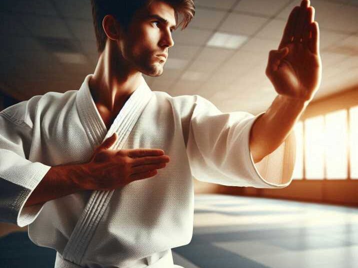 Karate student practicing kata.