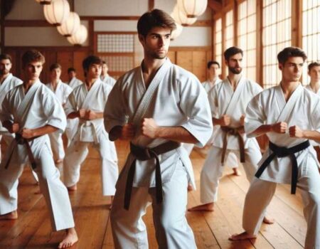 Students practising katas in a dojo best Karate styles