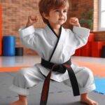 A Child practicing karate in a martial arts class showing benefits of Martial Arts for Toddlers