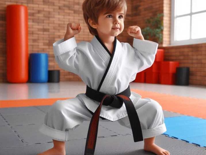 A Child practicing karate in a martial arts class showing benefits of Martial Arts for Toddlers