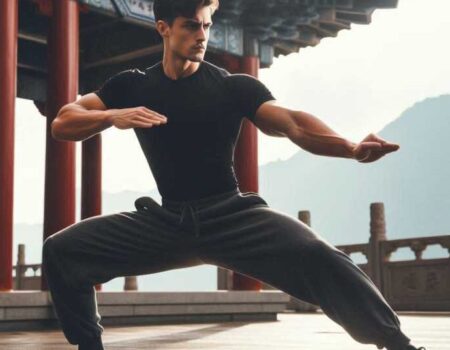 Wing Chun student practicing a strong, balanced stance.