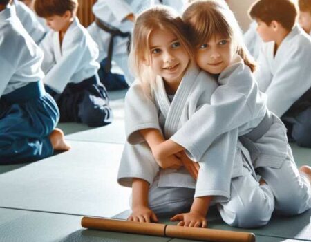 Children practicing Aikido in a dojo