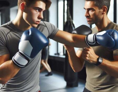 Beginner boxing training session.