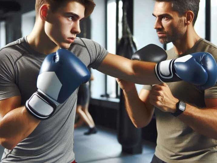 Beginner boxing training session.