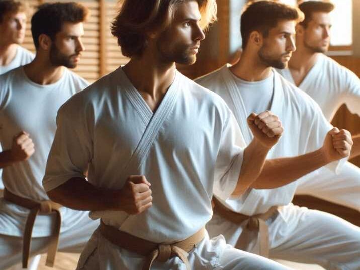 Students practicing in a group showing the Social Benefits of Martial Arts