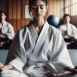 Students meditating in a serene dojo showing spiritual benefits of Martial Arts