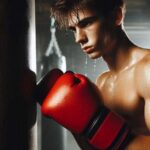 Young boxer practicing punches in a gym