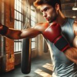 A boxer throwing a powerful punch during training.