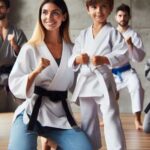 Children and adults practicing martial arts in a studio