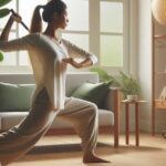 Tai chi Exercises at home near a window for a calming experience.