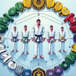 A diagram showing the Belt Order in Brazilian Jiu Jitsu from white belt to black belt.