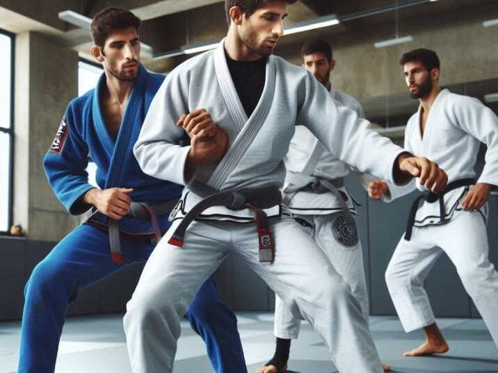 Brazilian Jiu Jitsu sparring session in a gym