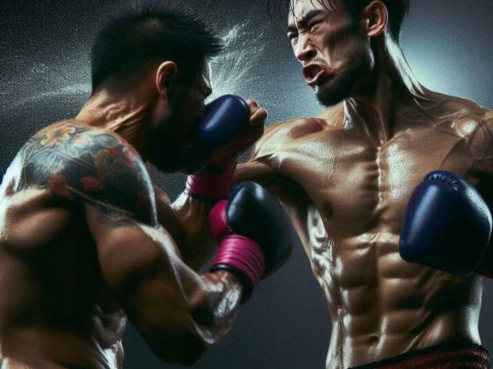 Lethwei fighter delivering a powerful headbutt.