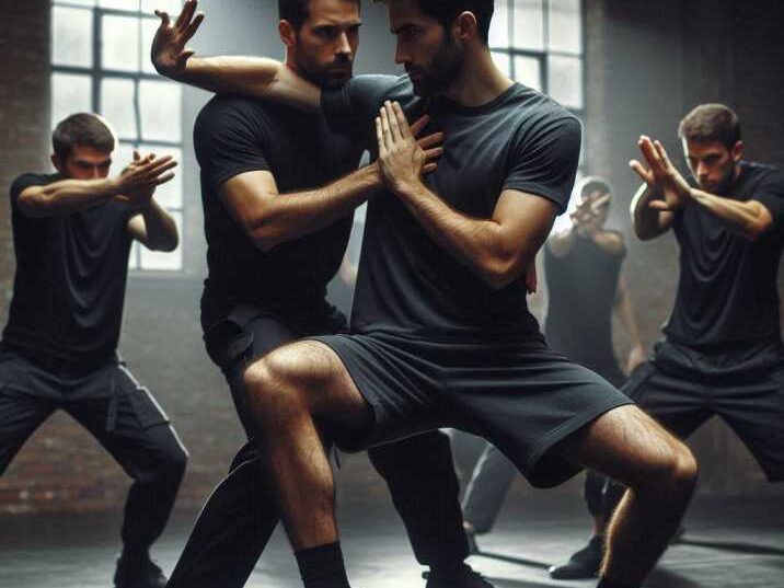 Krav Maga fighters practicing self-defense techniques