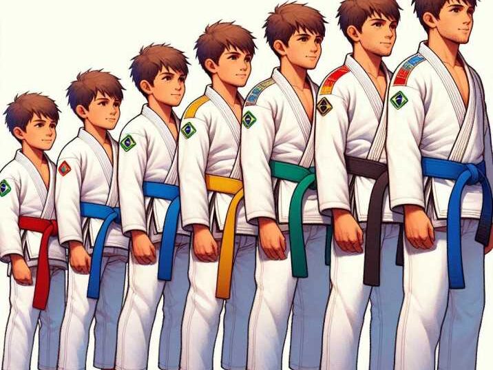 Kids Brazilian Jiu Jitsu belt progression chart from white to green.