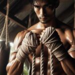 Traditional Muay Thai fighters wear ropes (Kaad Chuek) on hands