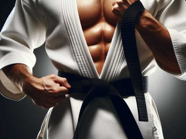 Martial artist wearing a black belt